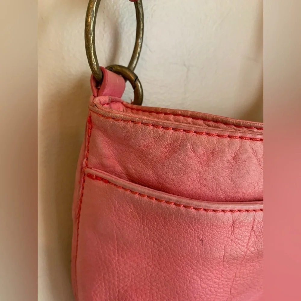 Lucky brand leather pink crossbody purse Bohemian boho hippie grungy festival